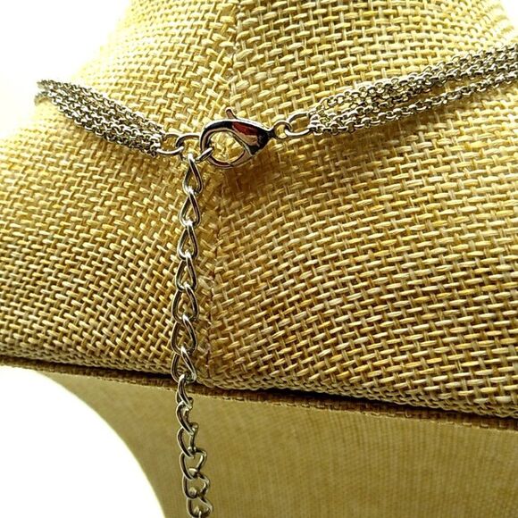 Multi-Chain Tassel Necklace Silver-tone with Faceted Sapphire Glass Beads NWOT - Picture 8 of 13